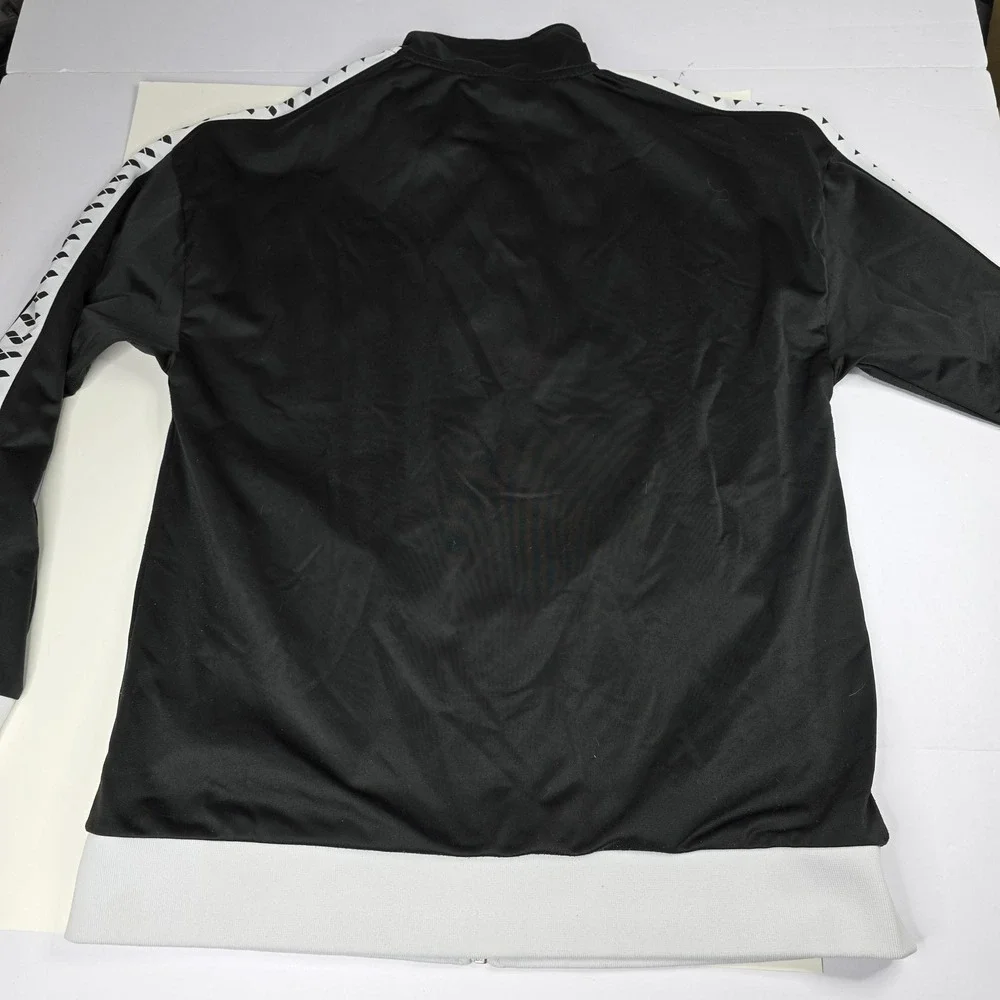 Arena Track Jacket Mens Medium Black‎ White Team Oversize Full Zip Retro Logo